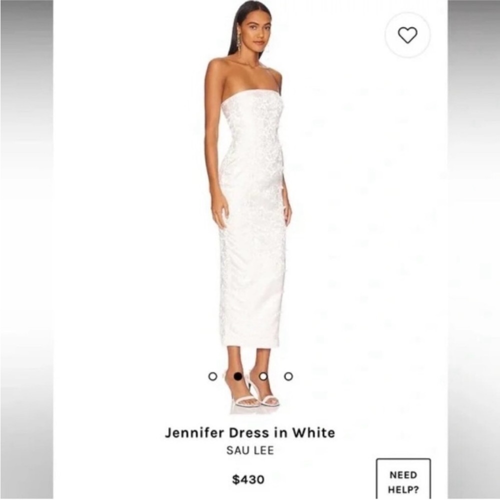 Sau Lee Jennifer Dress White Lace Satin Silk Bridal Gown Wedding Dress
